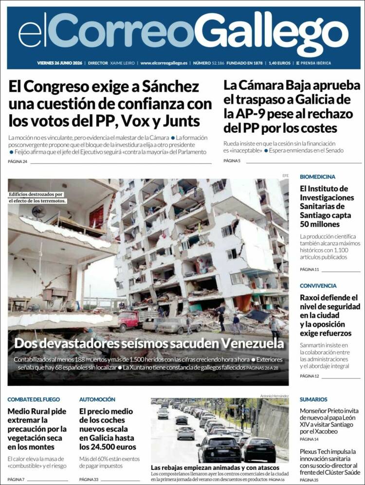 Portada de El Correo Gallego (Espa&ntilde;a)