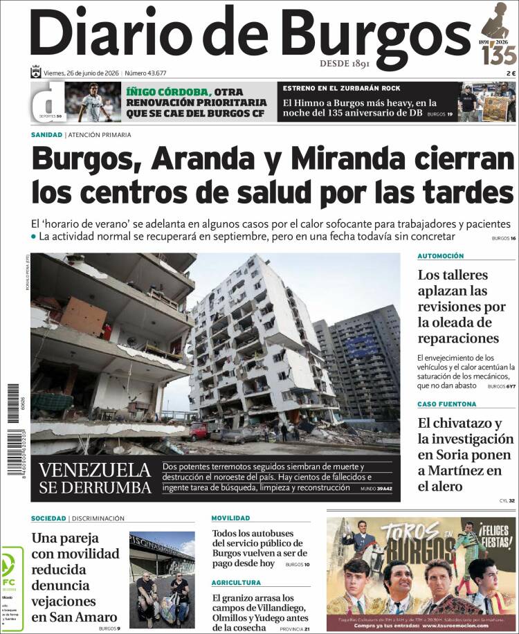 Portada de Diario de Burgos (Espa&ntilde;a)