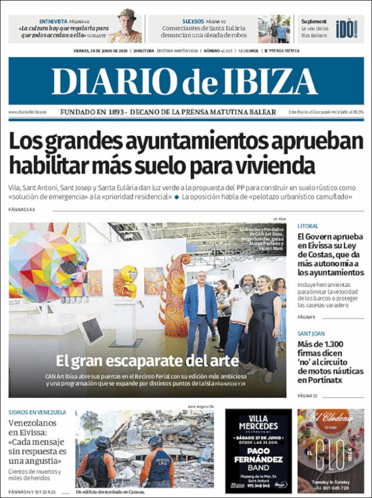 Portada de Diario de Ibiza (Espa&ntilde;a)