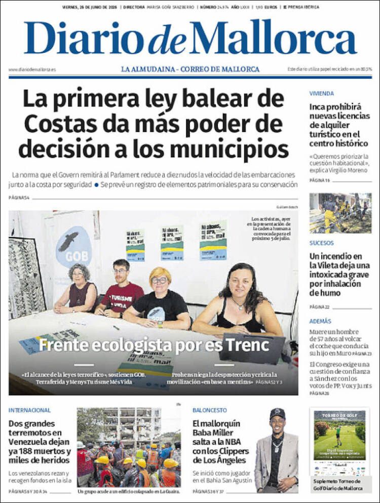 Portada de Diario de Mallorca (Espa&ntilde;a)