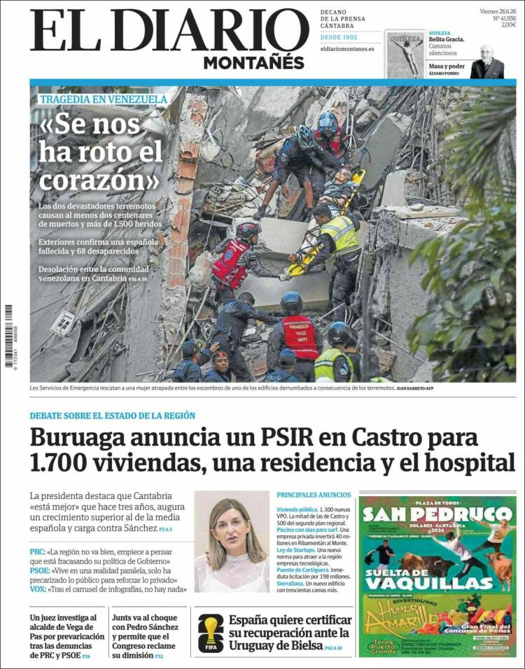 Portada de El Diario Montañés (Espa&ntilde;a)