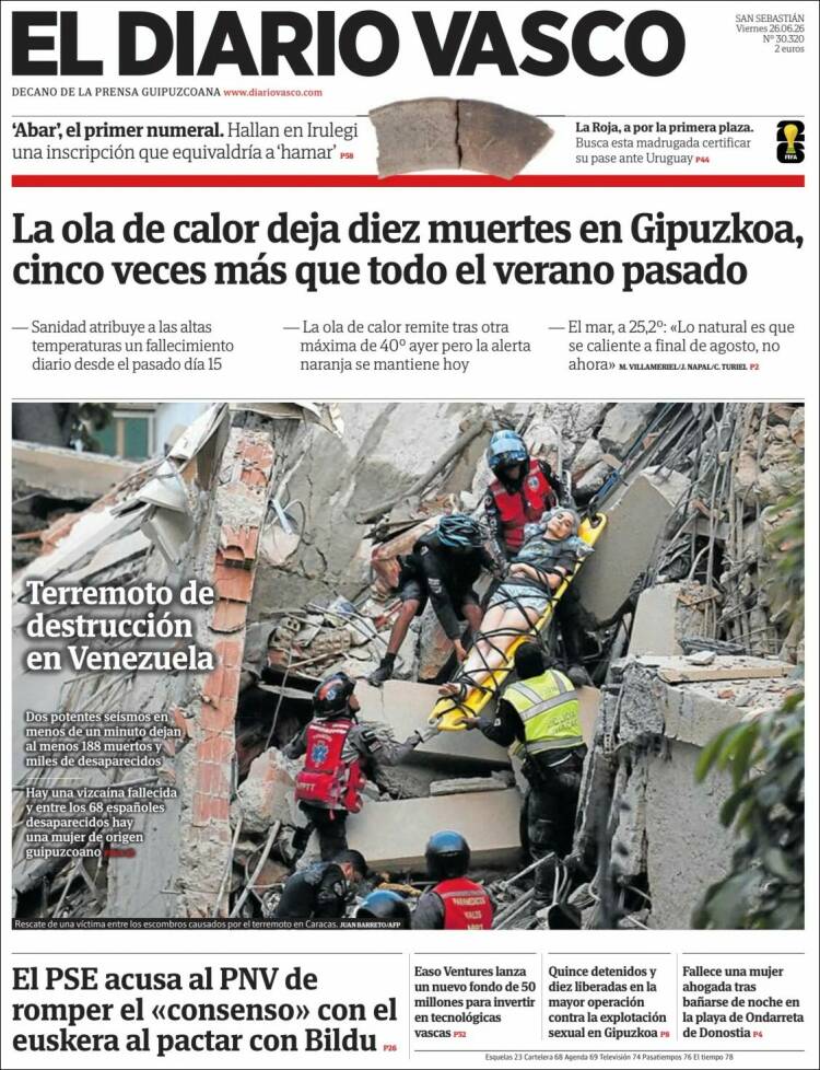 Portada de Diario Vasco (Espa&ntilde;a)