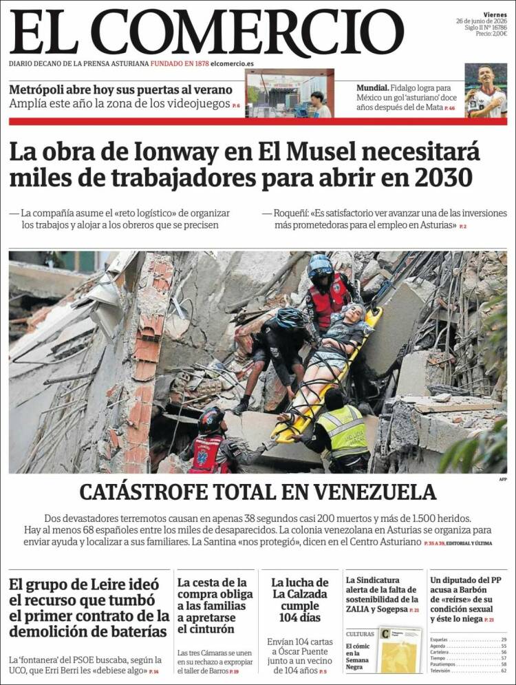 Portada de El Comercio - Gijón (Espa&ntilde;a)