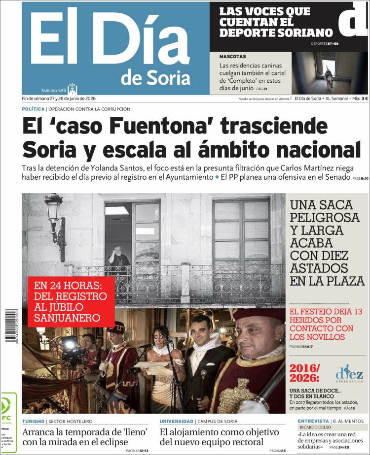 Portada de El Día de Soria (Espa&ntilde;a)