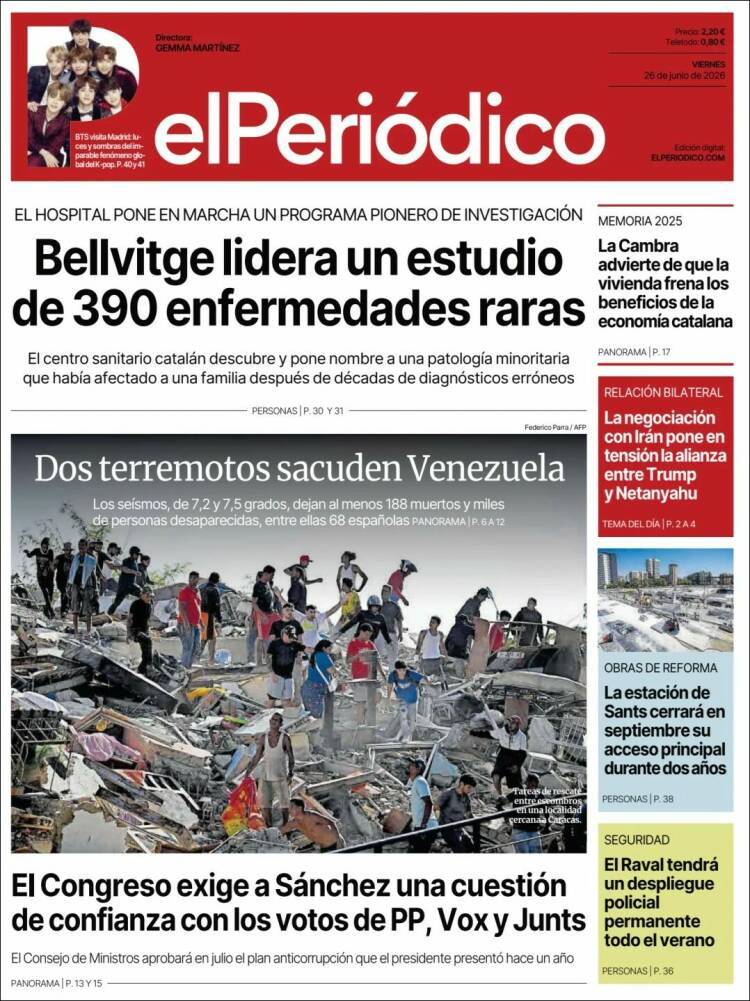 Portada de El Periódico (Espa&ntilde;a)