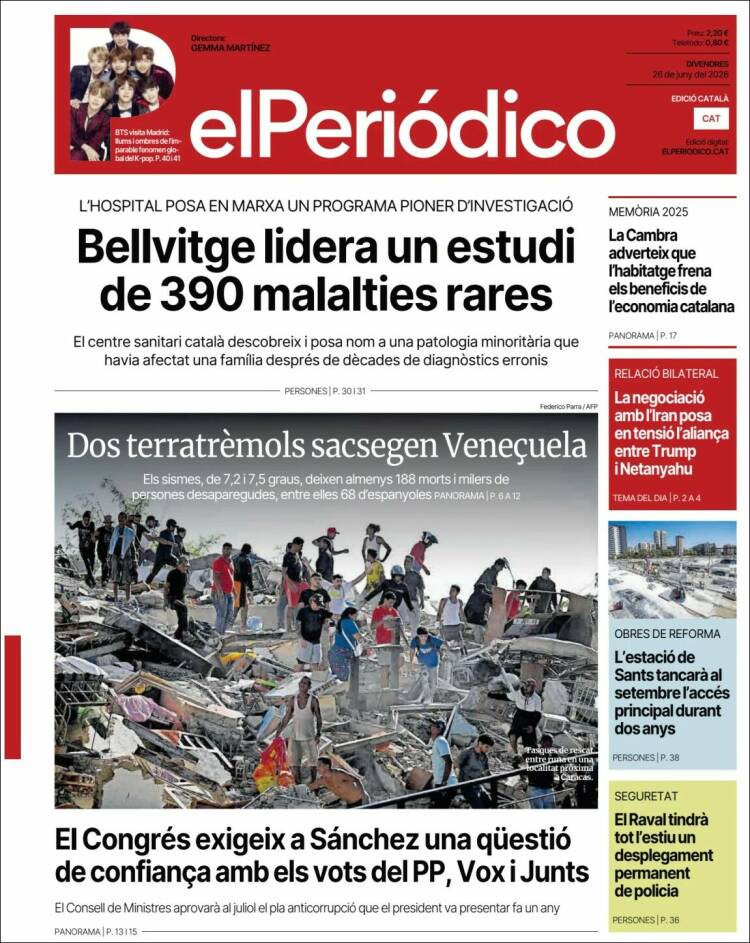Portada de El Periódico de Catalunya (Espa&ntilde;a)