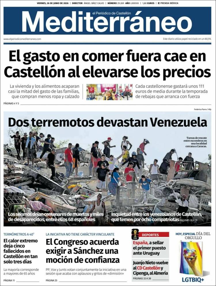 Portada de El Periódico Mediterraneo (Espa&ntilde;a)