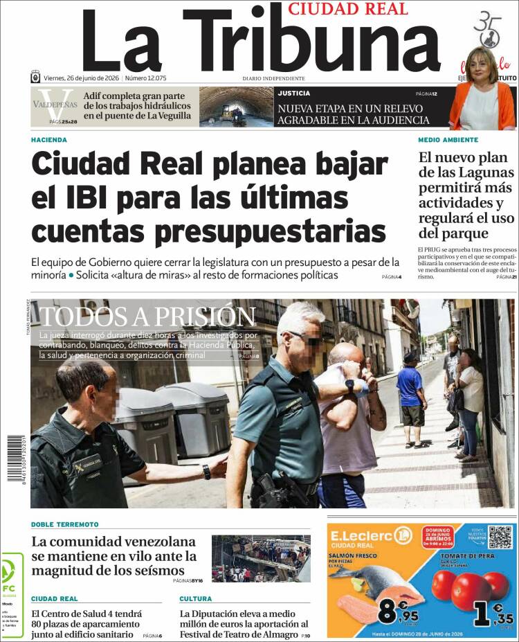Portada de La Tribuna de Ciudad Real (Espa&ntilde;a)