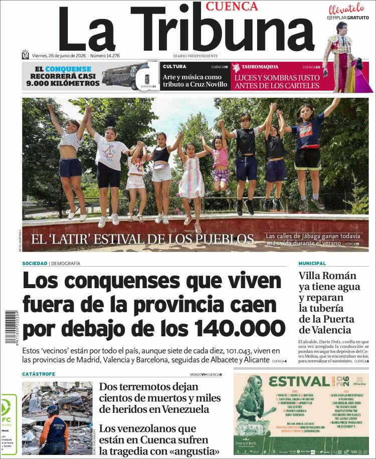 Portada de La Tribuna de Cuenca (Espa&ntilde;a)