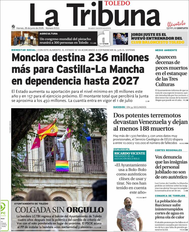Portada de La Tribuna de Toledo (Espa&ntilde;a)