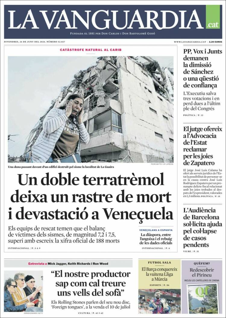 Portada de La Vanguardia (Espa&ntilde;a)