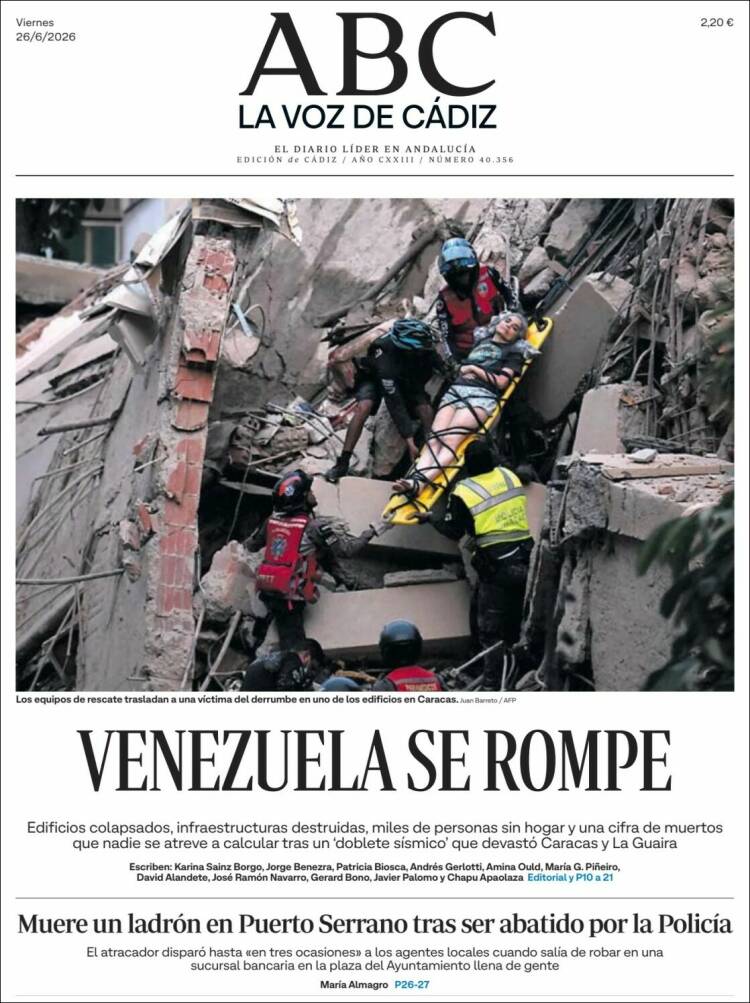 Portada de La Voz de Cádiz (Espa&ntilde;a)