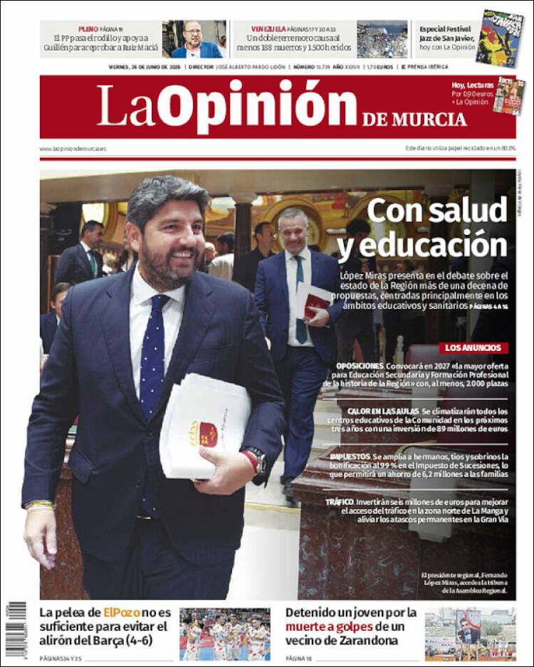 Portada de La Opinión de Murcia (Espa&ntilde;a)