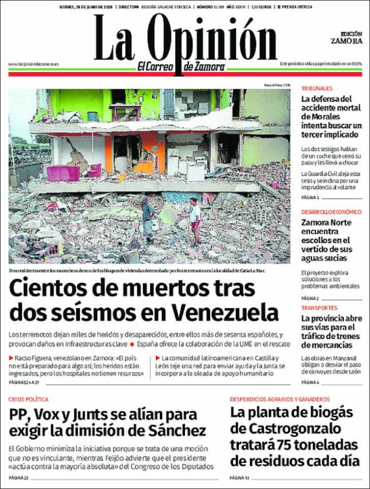 Portada de La Opinión - El Correo de Zamora (Espa&ntilde;a)