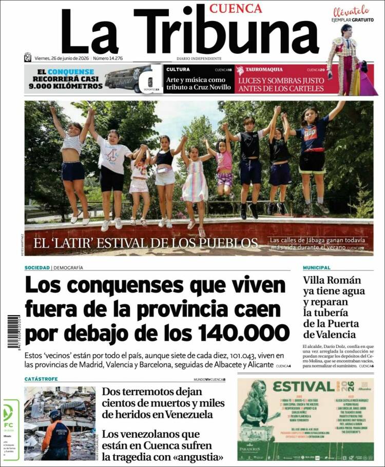 Portada de La Tribuna de Cuenca (Espa&ntilde;a)