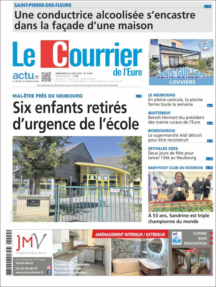Portada de Le Courrier de l'Ouest (Francia)