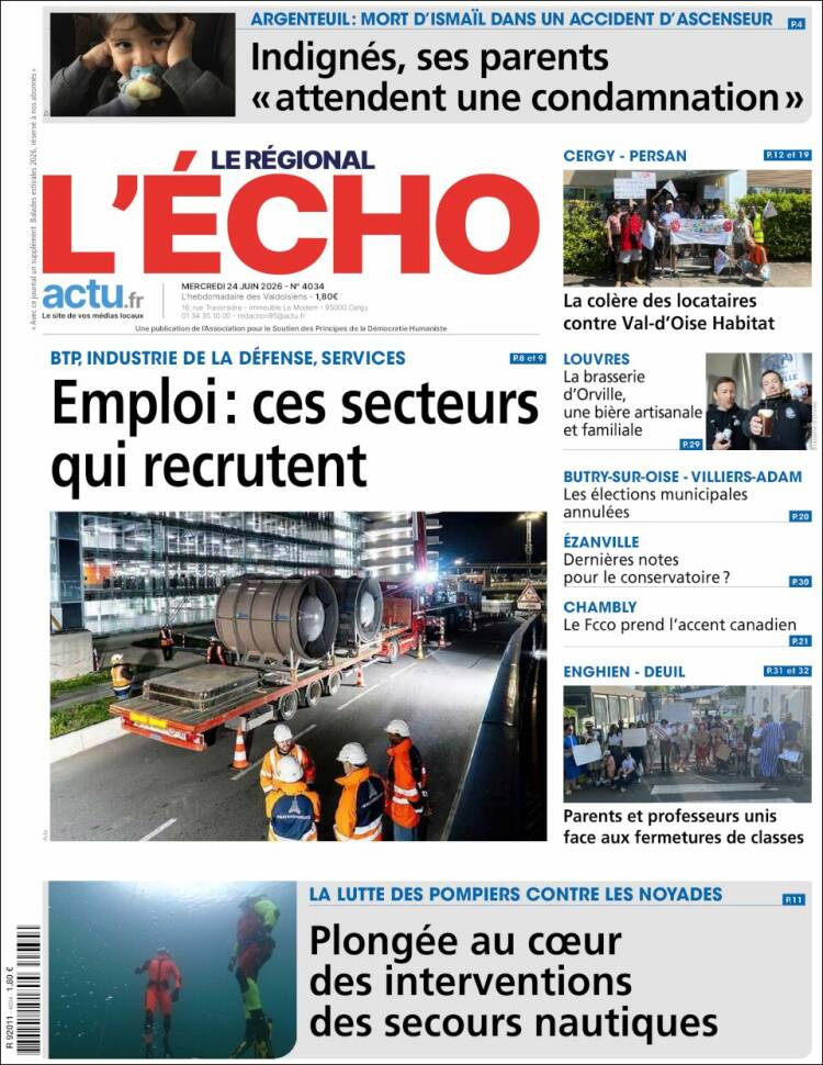 Portada de L'Echo de la Haute-Vienne (Francia)