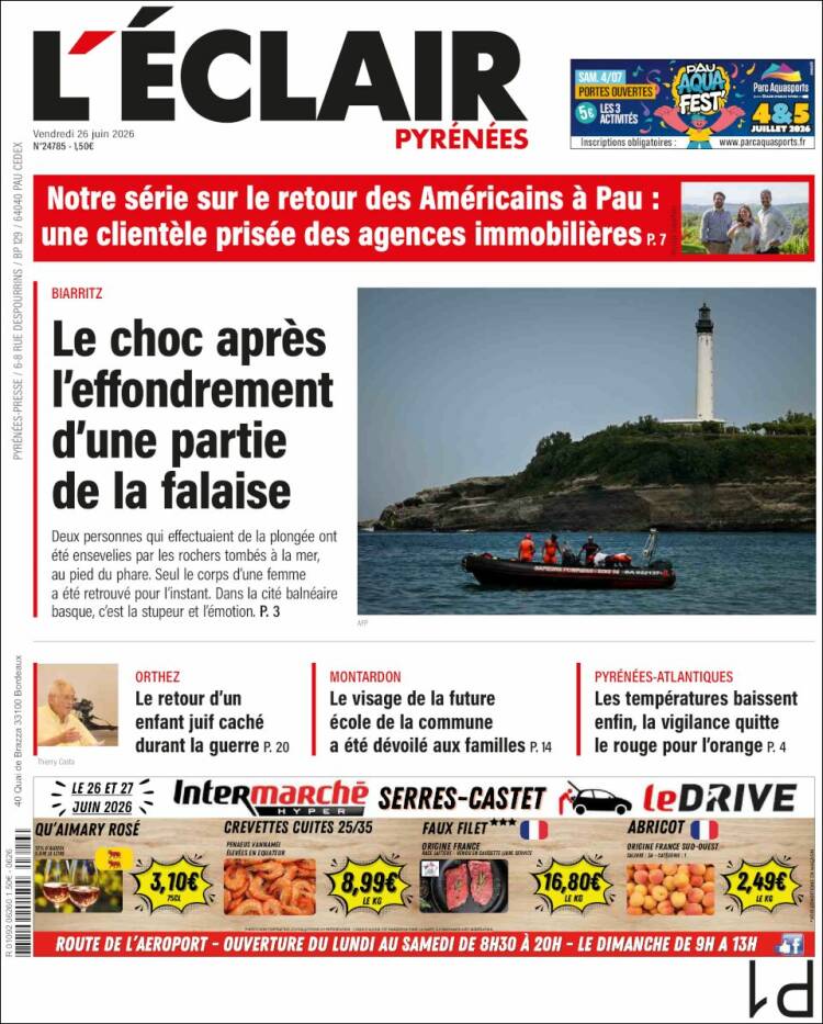 Portada de L'Eclair des Pyrénées (Francia)