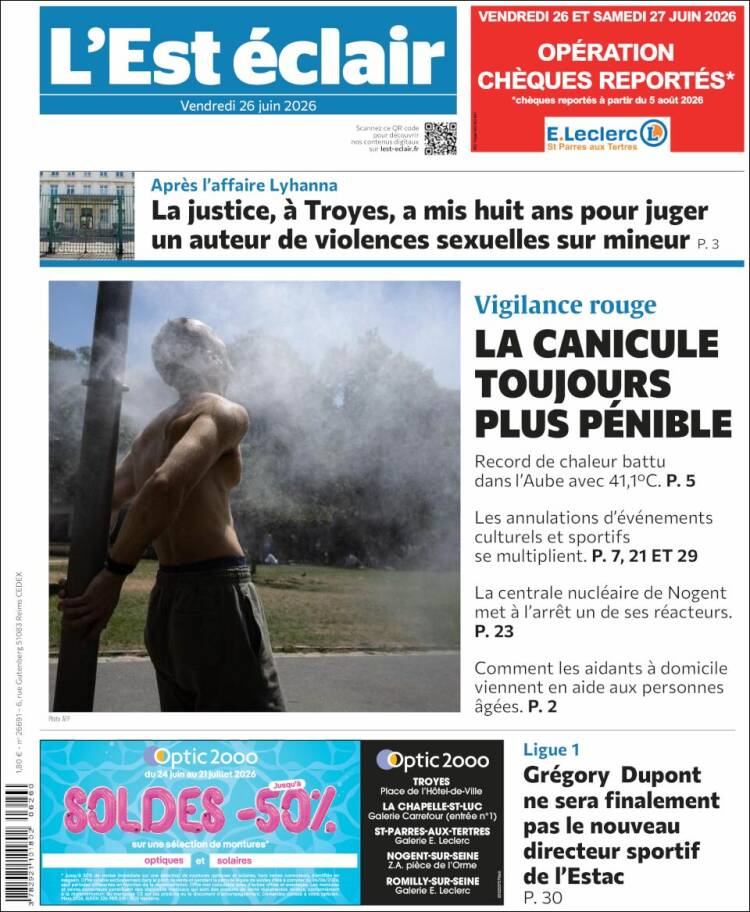 Portada de L'Est Eclair (Francia)