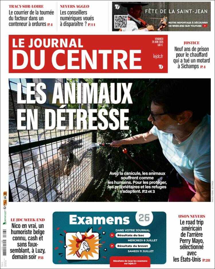 Portada de Le Journal du Centre (Francia)