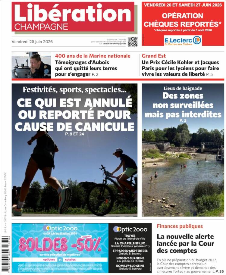 Portada de Libération Champagne (Francia)