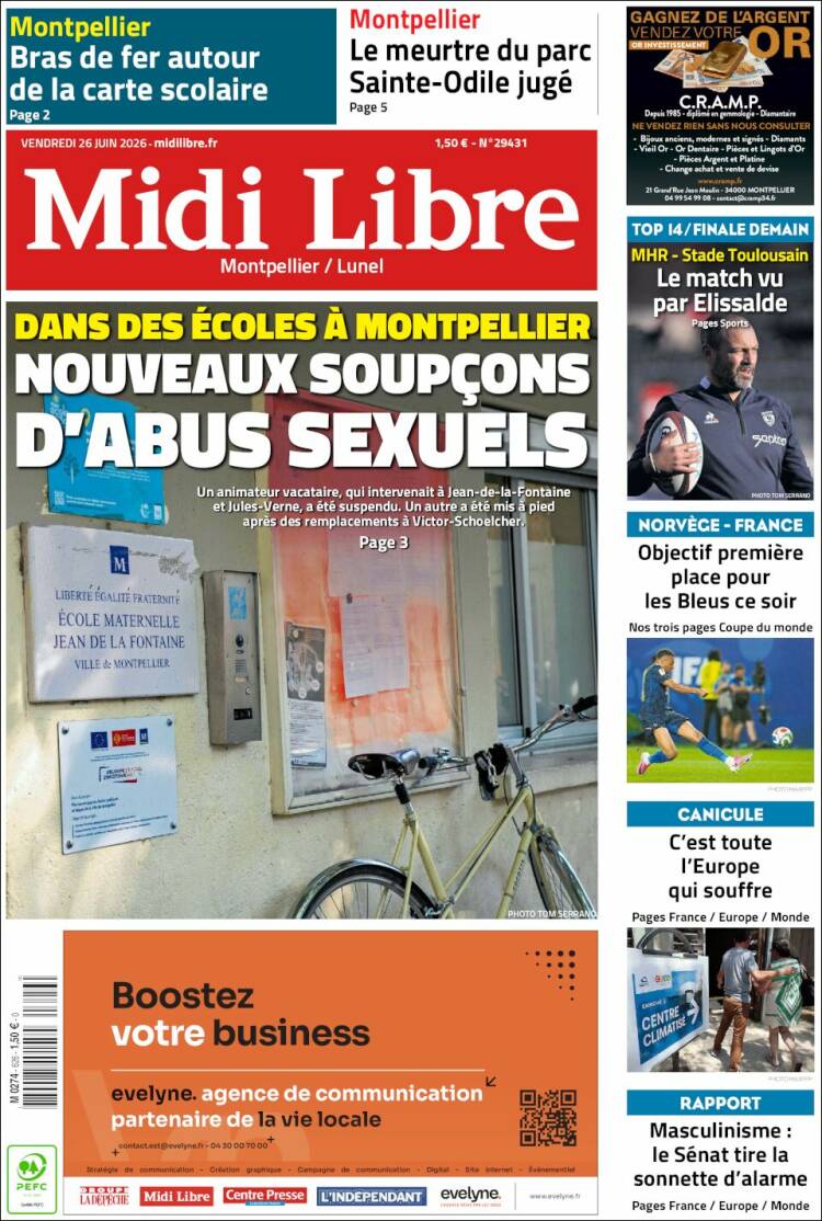 Portada de Midi Libre (Francia)