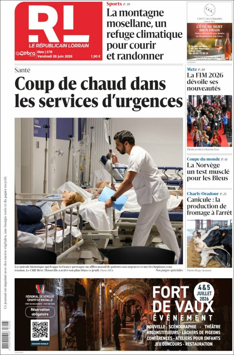 Portada de Le Republicain Lorrain (Francia)