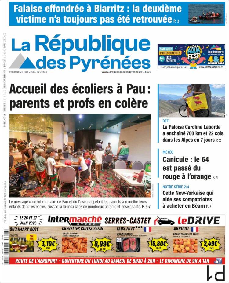 Portada de La République des Pyrénées (Francia)