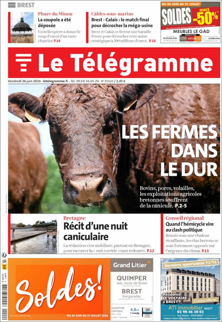 Portada de Télégramme (Francia)