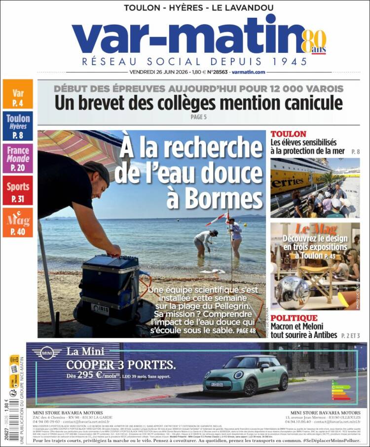 Portada de Var-Matin (Francia)