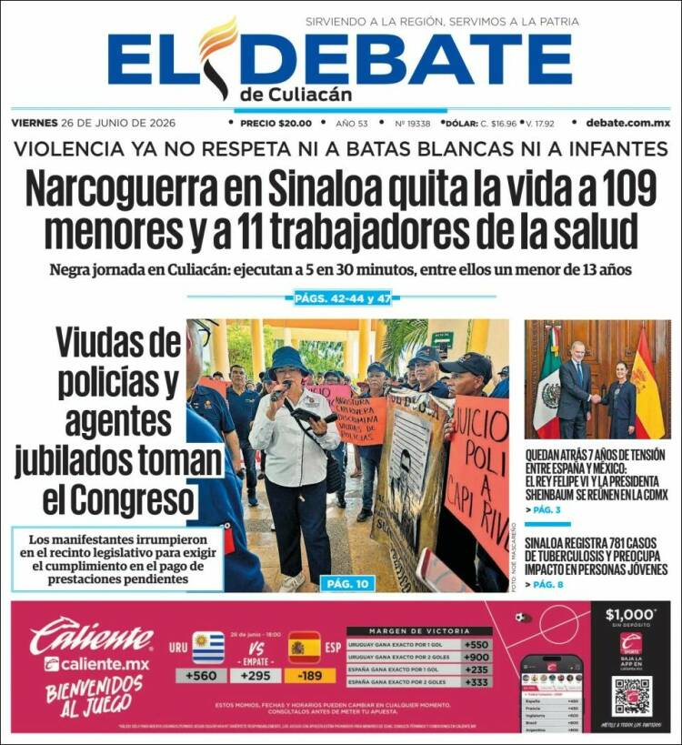 Portada de El Debate de Culiacán (M&eacute;xico)
