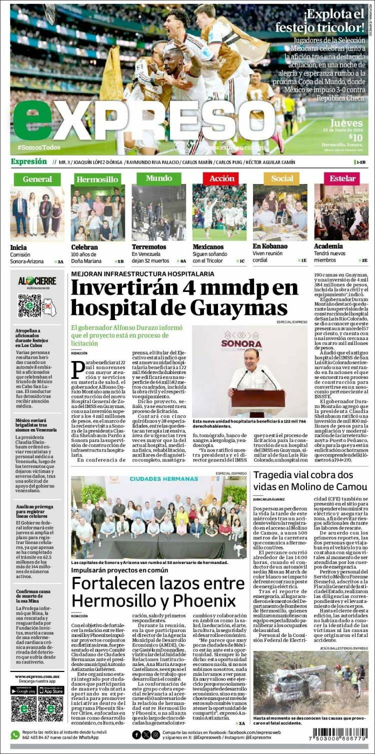Portada de Expreso (M&eacute;xico)