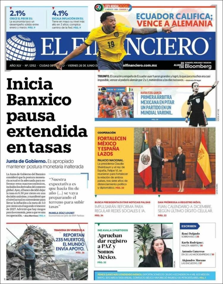 Portada de El Financiero (M&eacute;xico)