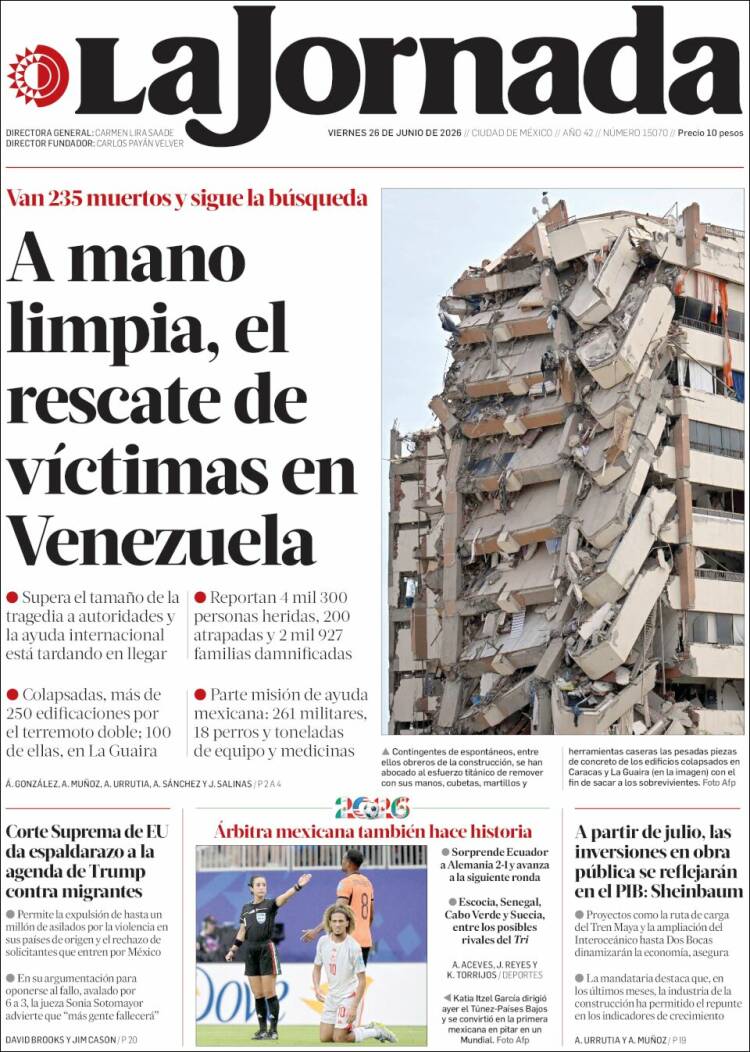 Portada de La Jornada (M&eacute;xico)