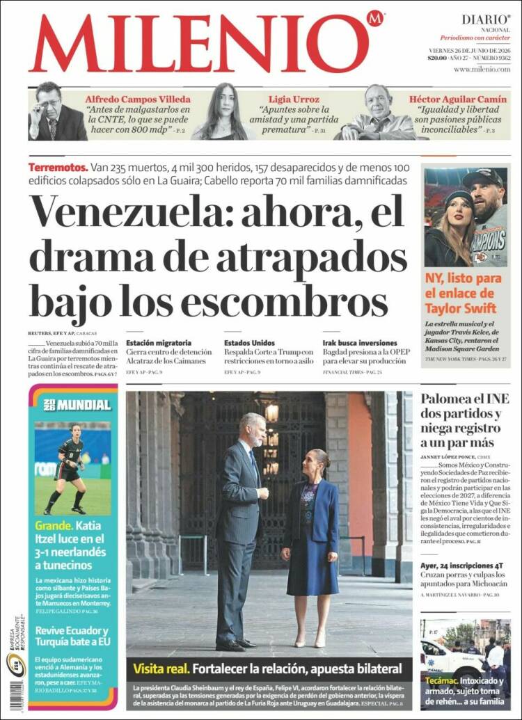 Portada de Milenio (M&eacute;xico)