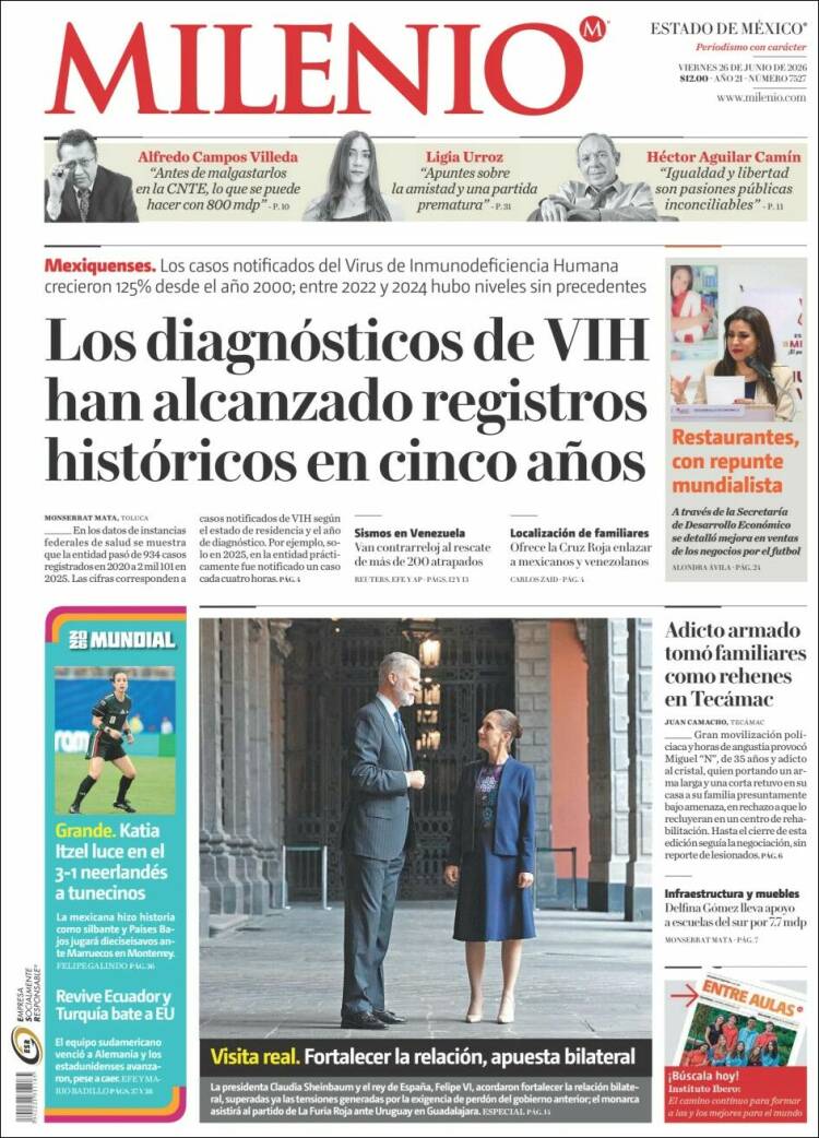 Portada de Milenio - Estado de México (M&eacute;xico)