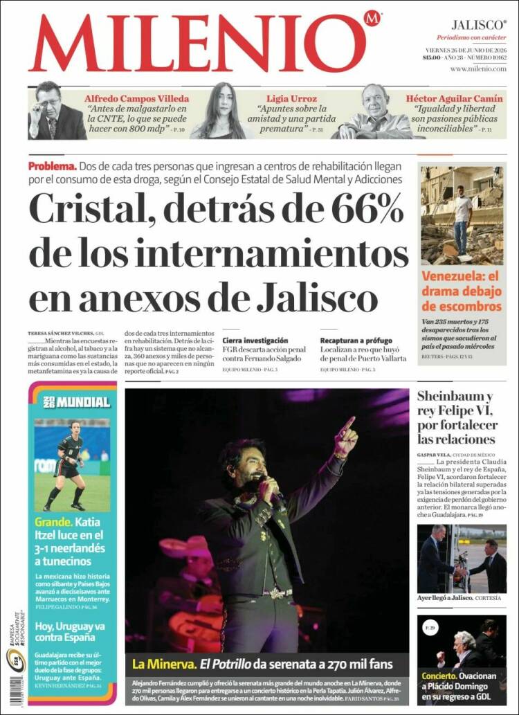 Portada de Milenio - Jalisco (M&eacute;xico)