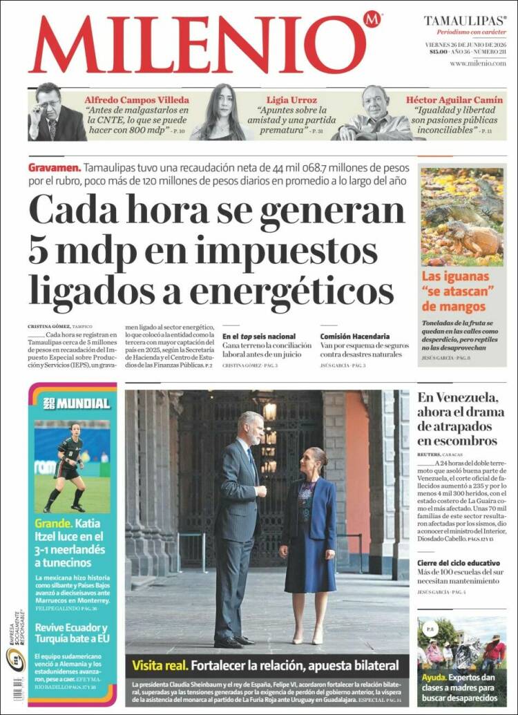 Portada de Milenio - Tamaulipas (M&eacute;xico)