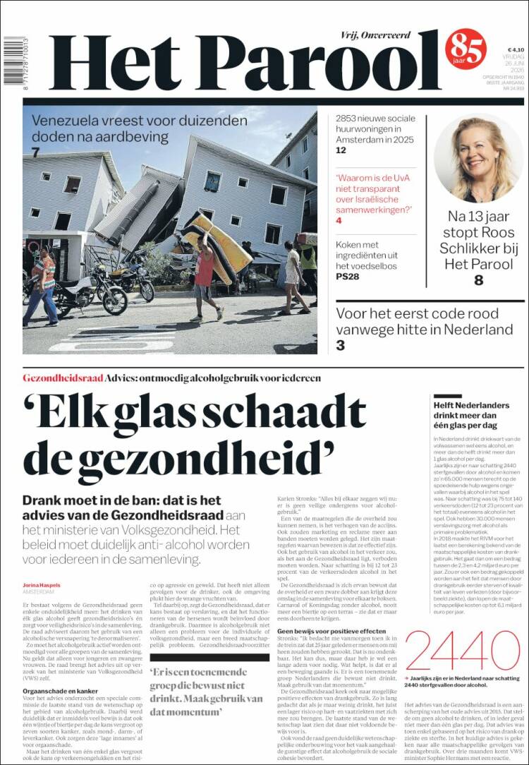 Portada de Het Parool (Pa&iacute;ses Bajos)