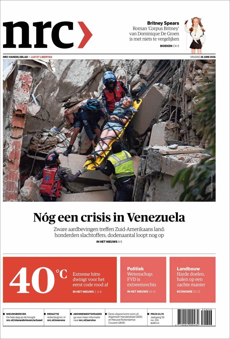 Portada de NRC Handelsblad (Pa&iacute;ses Bajos)