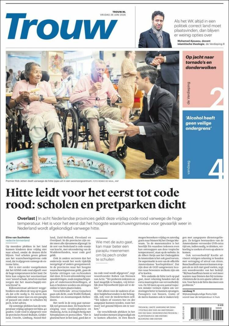 Portada de Trouw (Pa&iacute;ses Bajos)