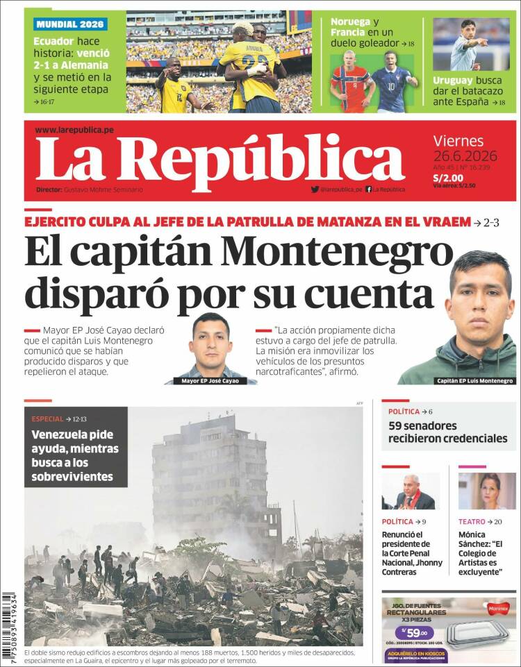Portada de La Republica (Per&uacute;)