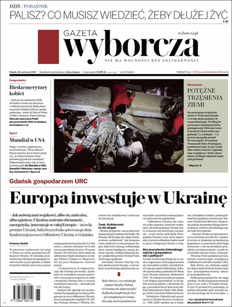 Portada de Gazeta Wyborcza (Polonia)
