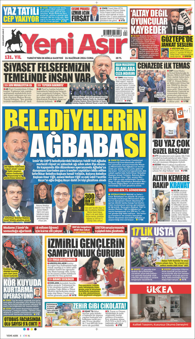 Portada de Yeni Asır (Turqu&iacute;a)