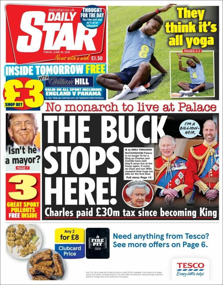 Portada de Daily Star (Reino Unido)
