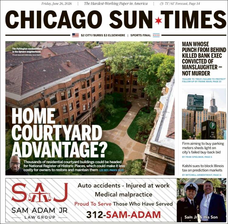 Portada de Chicago Sun-Times (USA)