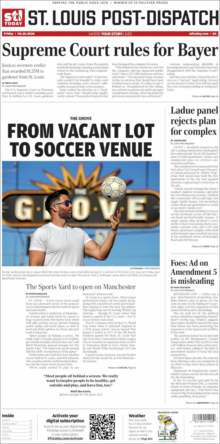 Portada de St. Louis Post-Dispatch (USA)