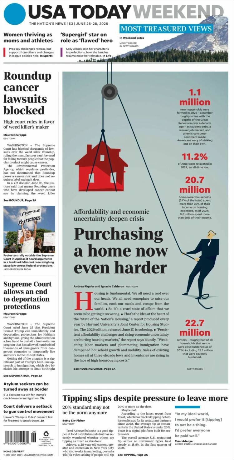Portada de USA Today (USA)