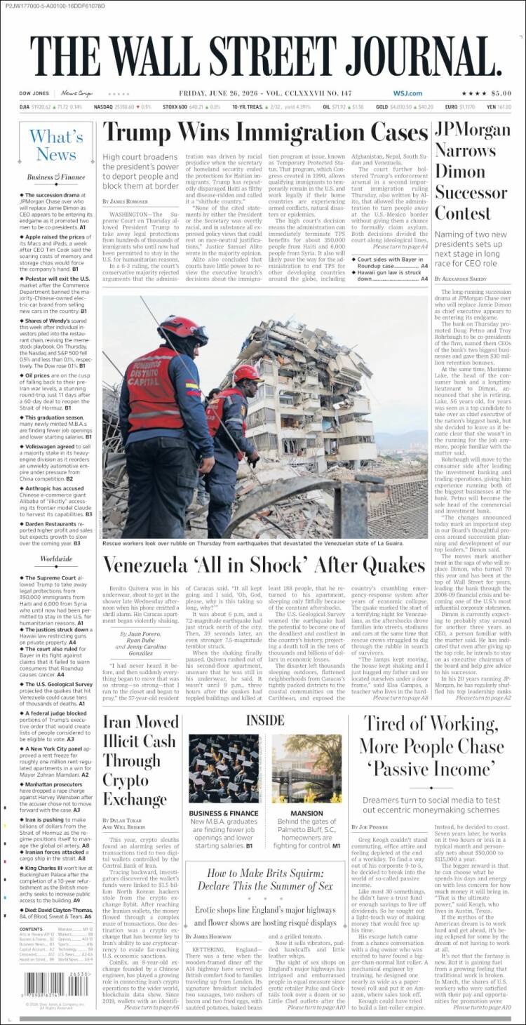 Portada de Wall Street Journal (USA)