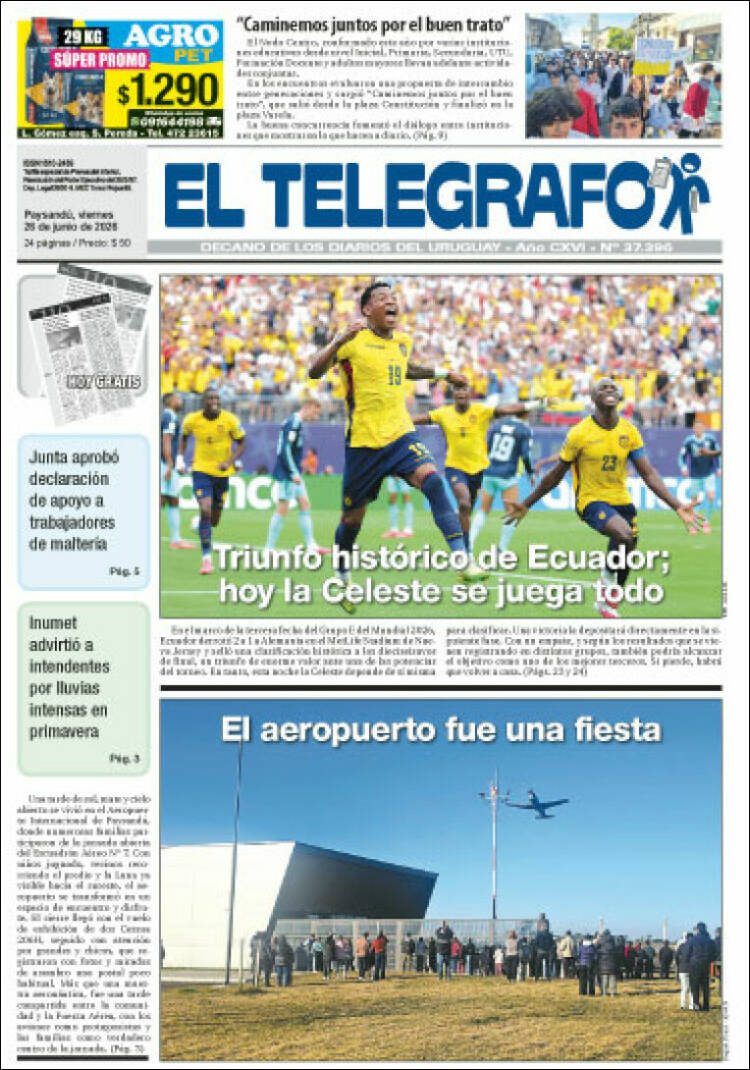 Portada de El Telégrafo (Uruguay)